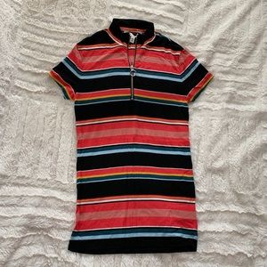 Express Multicolor Striped Top with Mock Neck